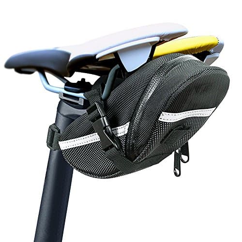 Go Saddle Bag | Sturdy 600D Fabric Polyester Travel Saddle Bag | Practical Durable Waterproof Bike Saddle Bag | Rectangular with Quick Release Strap Design | Black | 1547
