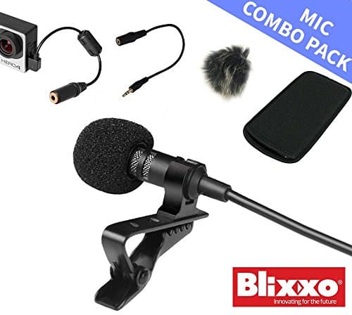 Lavalier Lapel Mic 6 in 1 combo pack: 3.5mm hands free mic, GoPro Adaptor, wind canceling cover, TRS adaptor - for YouTube, business meetings, iphone, music video, computer, video, and Go Pro