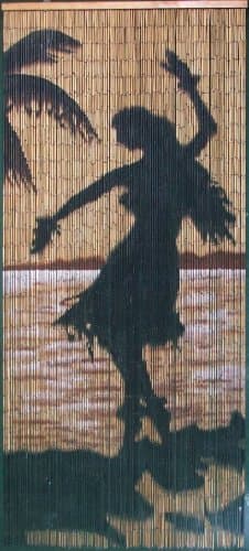 Bamboo Beaded Curtain 125 Strands 4000 Beads (+hanging hardware) (Hula Girl Silhouette)