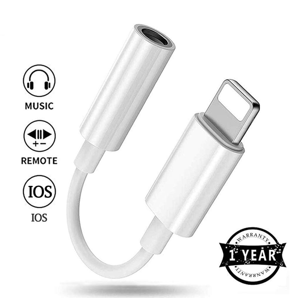 Headphone Adapter for iPhone X Cable Earphone Adapter 3.5mm Jack Audio Adaptor for iPhone 8/8Plus/7/7Plus/X/XS max Headset Aux Audio Connector Dongle Jack Splitter Cable Accessories Support All iOS