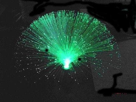 Fiber Optic StarLight Lamp Green Light w Silver Base