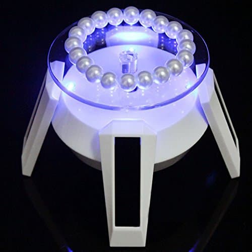 TTCOM Solar Powered Rotating Showcase Jewelry Rotating Display Stand Turn Table LED Light