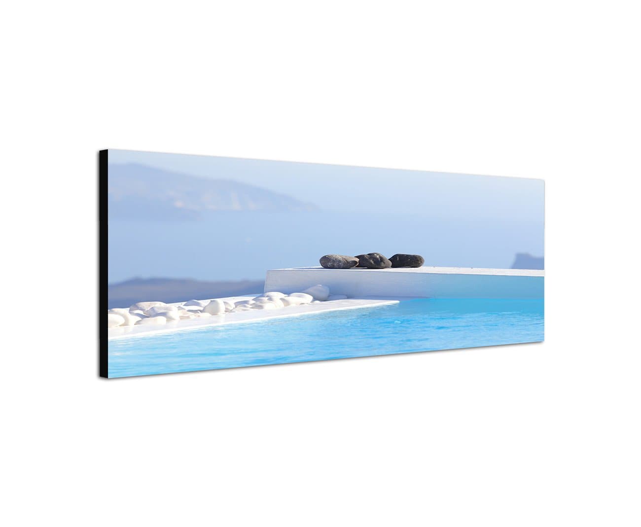 Wall Picture with Stretcher Frame 150 x 50 CM Stones on Santorini Pool water