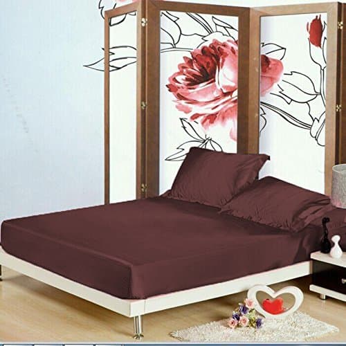 Best Quality 100% silky Satin 6 Pc. Sheet Set (1 Fitted Sheet+1 Flat sheet + 4 Pillow Cover) TWIN Brown