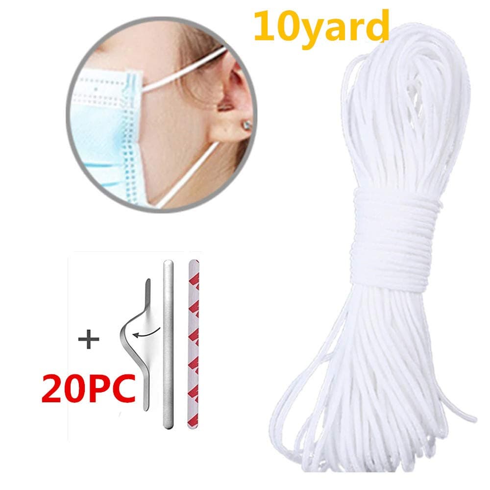 Elastic Bands for Sewing, Elastic Strap Earloop Cord, Stretchy Ear Tie Rope Handmade String for Sewing, 1/8-Inch(3mm), 10/20/55/110/220/ 330yard, Arts Crafts Sewing (1/8 inch, A-white-10yards)