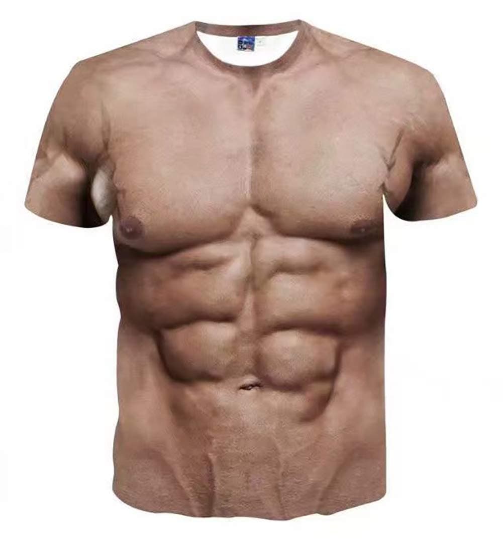 Eagle Men Funny Muscle Tee Shirt Undershirt 3D Print Short Sleeve T-Shirts Muscle Six Pack Abs T-Shirt for Man