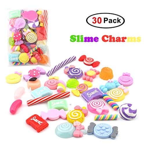 Easter Day Gifts, 30 Pack Slime Charms For DIY Slime Making, Mixed Assorted Sweet Candies 30 Pieces of Slime Beads, DIY Arts Crafts Slime Accessories (Slime Charms 30 Pack)