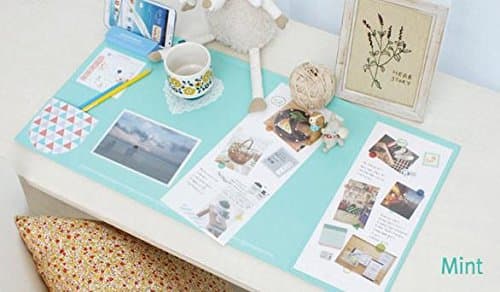 Large Size Mouse pad Anti-slip Desk Mouse Mat Waterproof Desk Protector Mat with Smartphone Stand, Pockets, Dividing Rule, Calendar and Pen Groove (Mint)