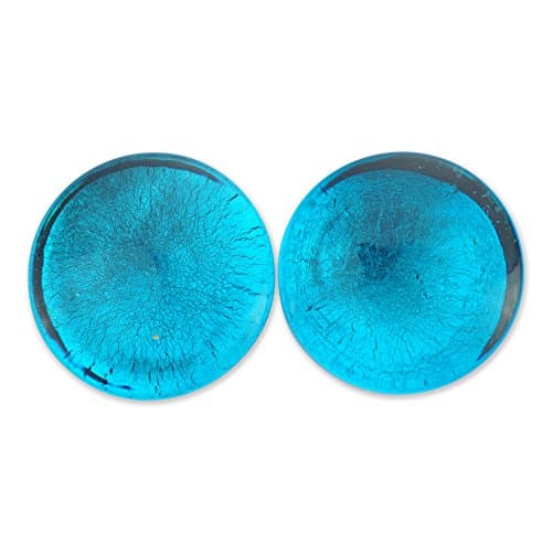 Metallic Aqua Single Flare Glass Plugs