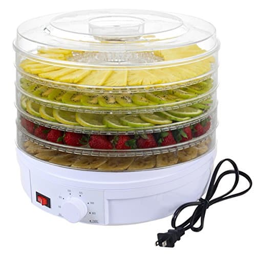 DPThouse Electric Food Dehydrator Fruit Vegetable Dryer Beef Snack Jerky Dehydro, 5 Stackable Trays