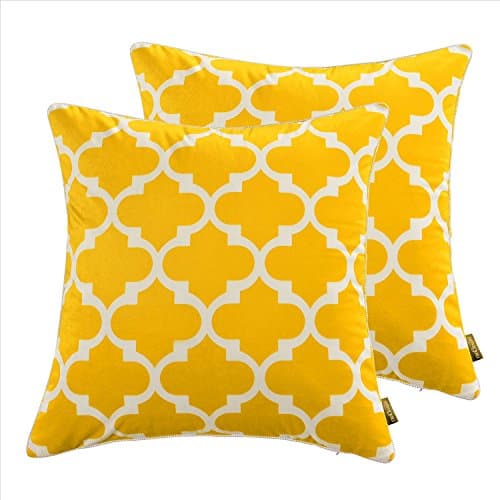 Super Soft Decorative Throw Pillows for Couch Sofa Bed,Modern Quatrefoil Accent Geometric Throw pillow covers Set of 2,18 X 18 Inches,Yellow