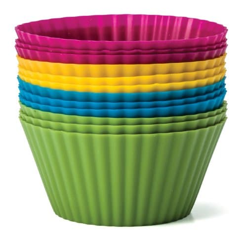Baking Essentials Silicone Baking Cups, Reusable Cupcake Liners in Four Colors - USE for Muffin, Gelatin, Snacks, Frozen Treats, Ice Cream or Chocolate Shell-lined Dessert Molds, Non-stick (36 Pieces)