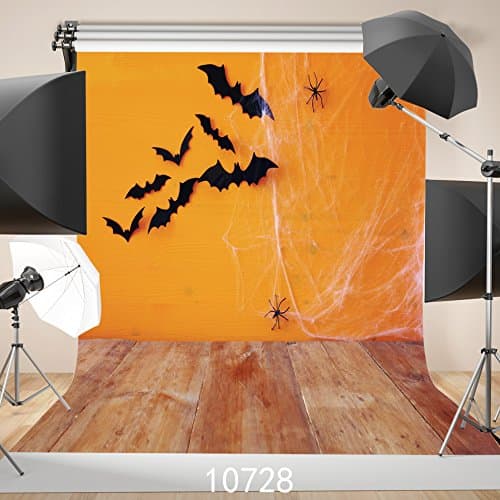 WOLADA 5X7ft Halloween Backdrop Spider Web Black Bat Photography Backdrop Children Studios Background 10728