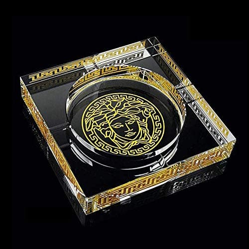 WHPHOME Heavy Crystal Ashtray - Square, Large Home Decor Office Cigar Ashtray (Size : S)