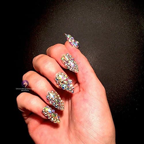 HANDCRAFTED Cinderella Slippers - ALL BLING Stiletto False Nails