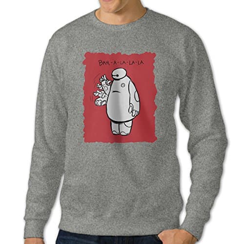Men's Fist Bump Baymax Long Sleeve Crew Neck Pullover Jacket Ash US Size L