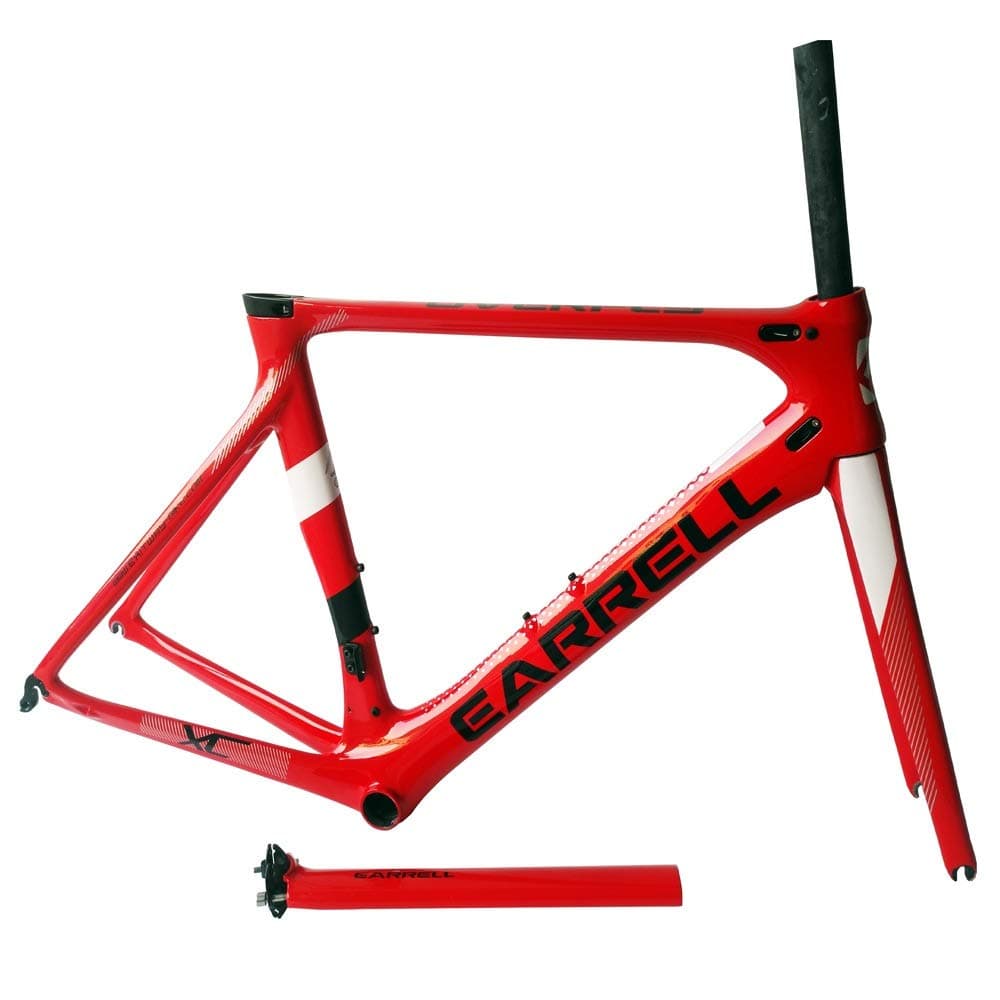 LALABIT Bike Frameset Fork Carbon Fiber Road Frame Bicycle Frame Red Applicable Size: 50.5CM / 53CM / 56CM (Color : Red, Size : One size)