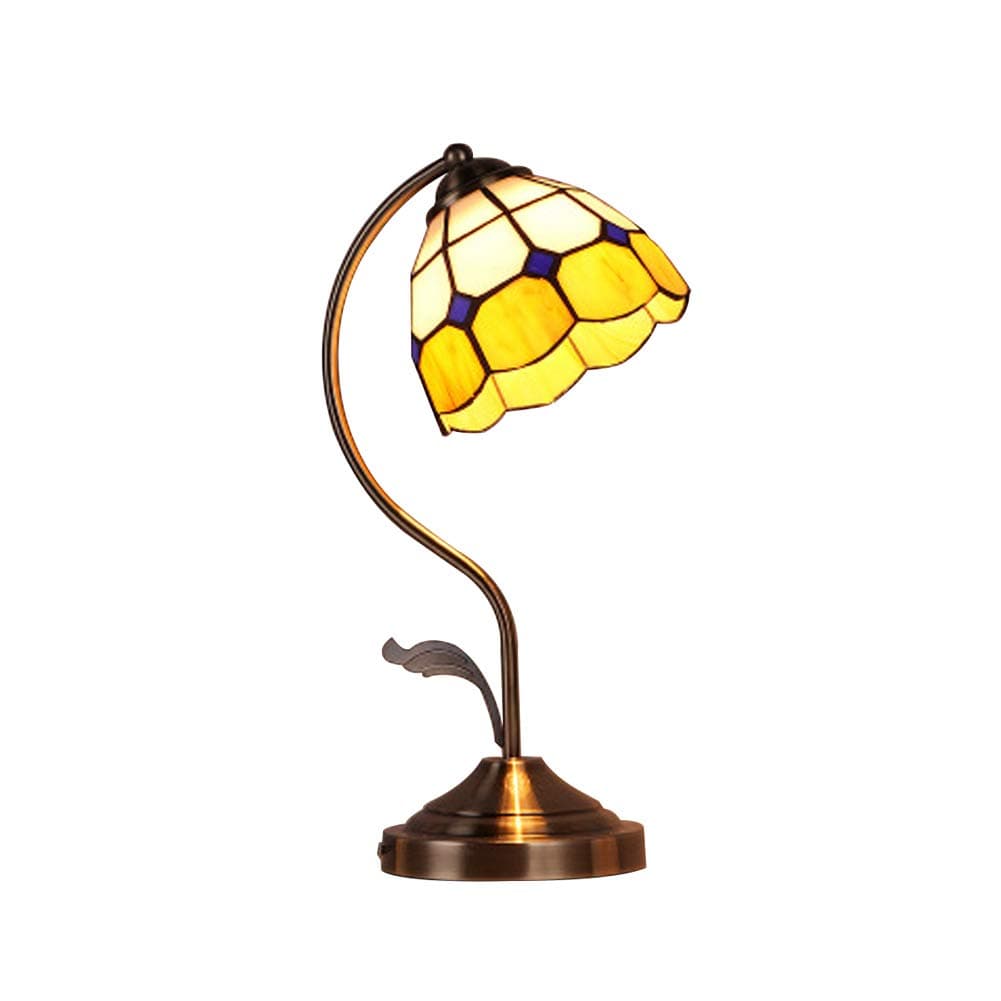 CCSUN Led E27 Table Lamp Bedroom,Dimmable Retro Tiffany Style Table Lamps Living Room for Bedside Study Restaurant Cafe Decoration-Yellow