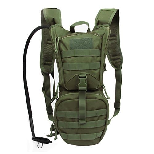 Hydration Pack Tactical Backpack with 3L Water Bladder Reservoir for Hiking Cycling Climbing Hunting Running (Green + Black)