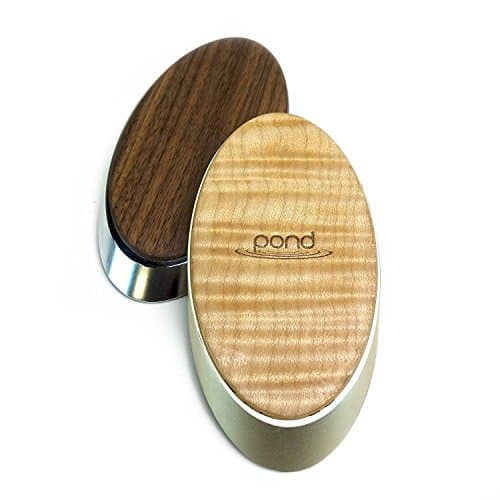 Pond Ripple - portable Qi wireless charging pad battery pack powerbank for iPhone 8, iPhone 8 Plus, iPhone X, Samsung Galaxy S6, S7, S8, Note 8, All Qi Devices - Figured Maple/Platinum Gold Aluminum