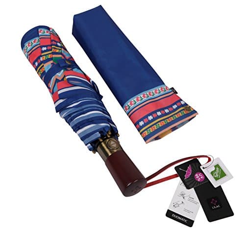 LILAC Folding Gift Umbrella Auto Open Close Compact Travel Umbrellas Windproof Waterproof Anti UV UPF50+ for Easy Carrying Lightweight Durable