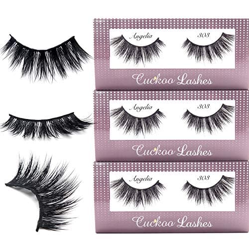 Cuckoo False Eyelashes 3D Faux Mink Lashes Dramatic Korea Pbt Fiber False Lashes 100 Handmade- 303 (3Pairs)