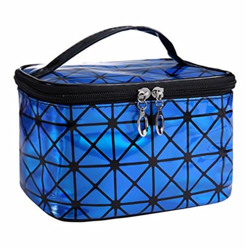 JUDISS Foldable Make Up Cosmetics Storage Box Container Bag Dresser Cosmetic Organizer Blue M