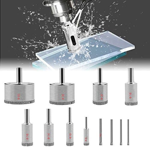 Purpplex 12 Pcs Diamond Hole Saw Drill Bit Hollow Core Set Glass Extractor Remover Tools - Silver