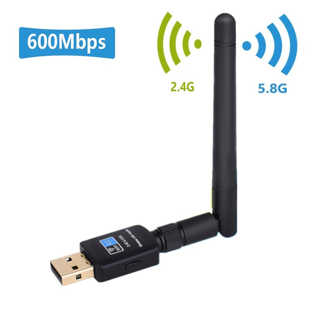 Dual Band WLAN USB Adapter, Usmain 600Mbps USB WiFi Adapter, 11AC WiFi Dongle with 2.4G/150Mbps+5G/433Mbps, 802.11n/g/B/a/ac Antenna Network WLAN Stick for Windows 10/8/7 and Mac OS