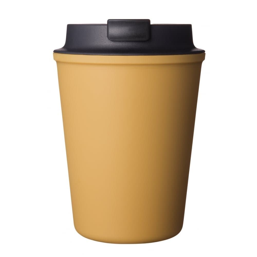 Rivers Drinkware Wallmug Double Walled Plastic Travel Cup, Mustard, 9.4 x 9.4 x 13 cm