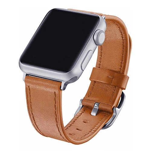 EAVAE Watch Bands Compatible with Apple Watch Bands 40mm 38mm, Light Brown Leather Replacement Strap for Apple Watch SE Apple Watch Series6 5 4 3 2 1 Women and Men