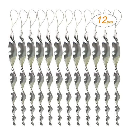 EACILLES Bird Deterrent Wind Twisting Scare Rods, Reflective Ornamental Spiral, 12 Pieces