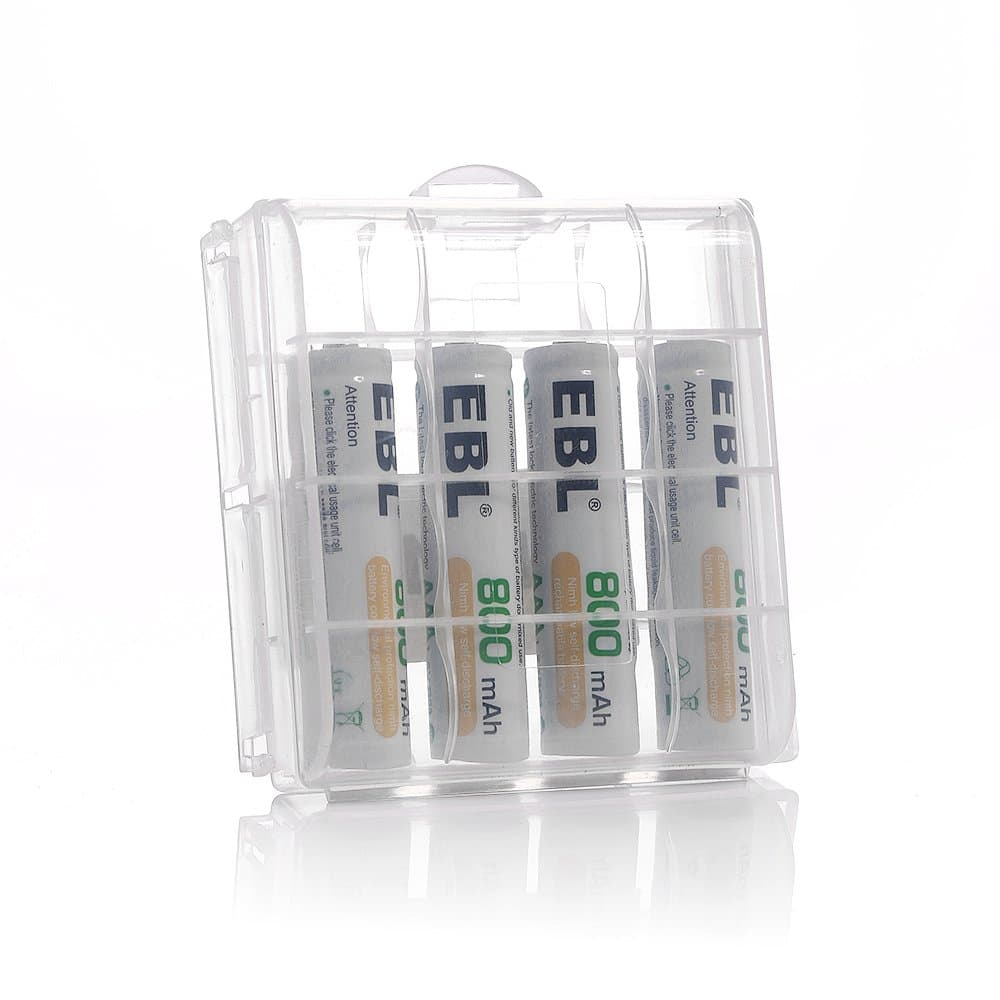 EBL 4 Pack 800mAh AAA Rechargeable Batteries with Battery Storage Case