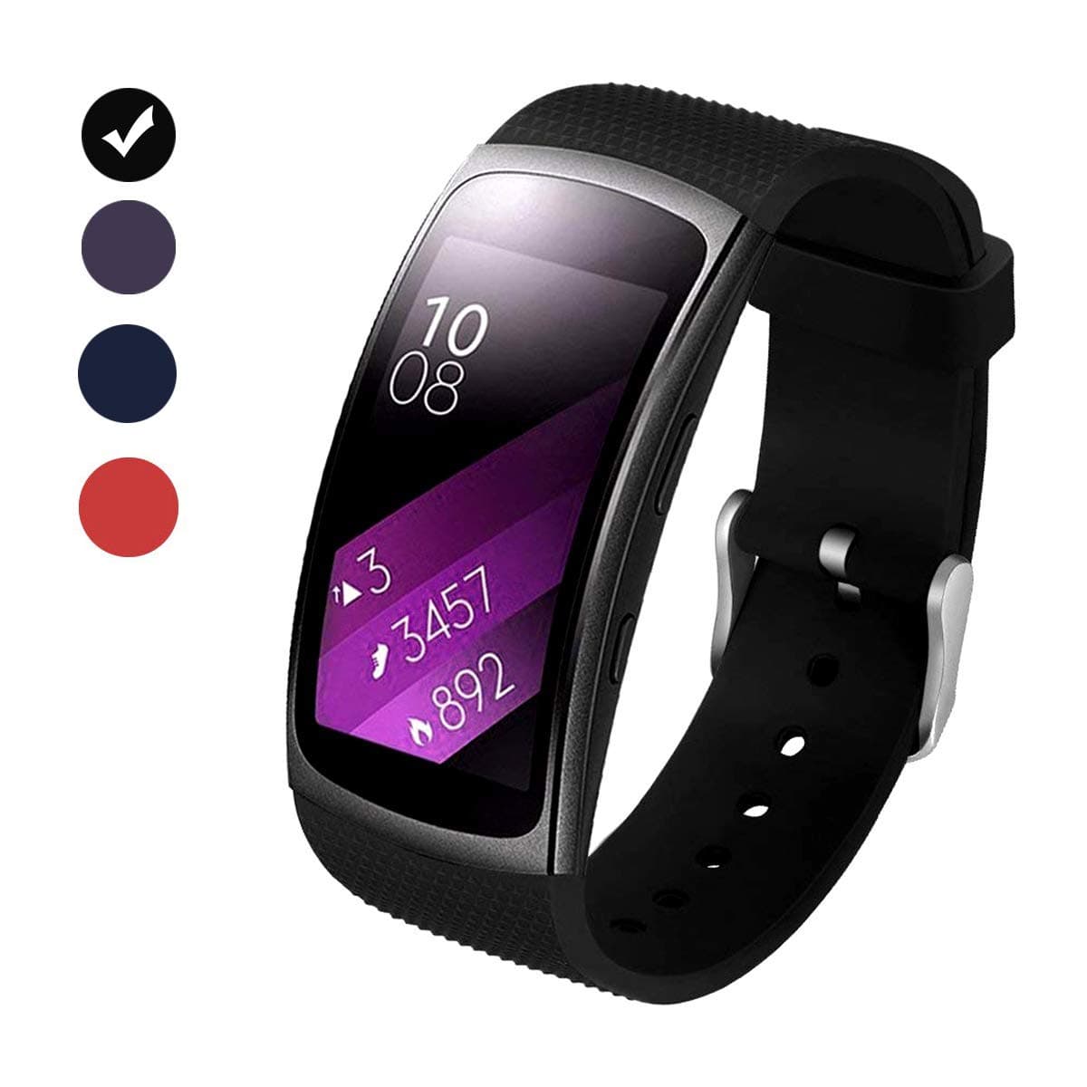 BeYself for Gear Fit2 Pro/Fit2 Strap, Replacement Soft Silicone Accessories Wristband for Samsung Gear Fit 2 Pro SM-R365/Gear Fit2 SM-R360 Smartwatch (Black)