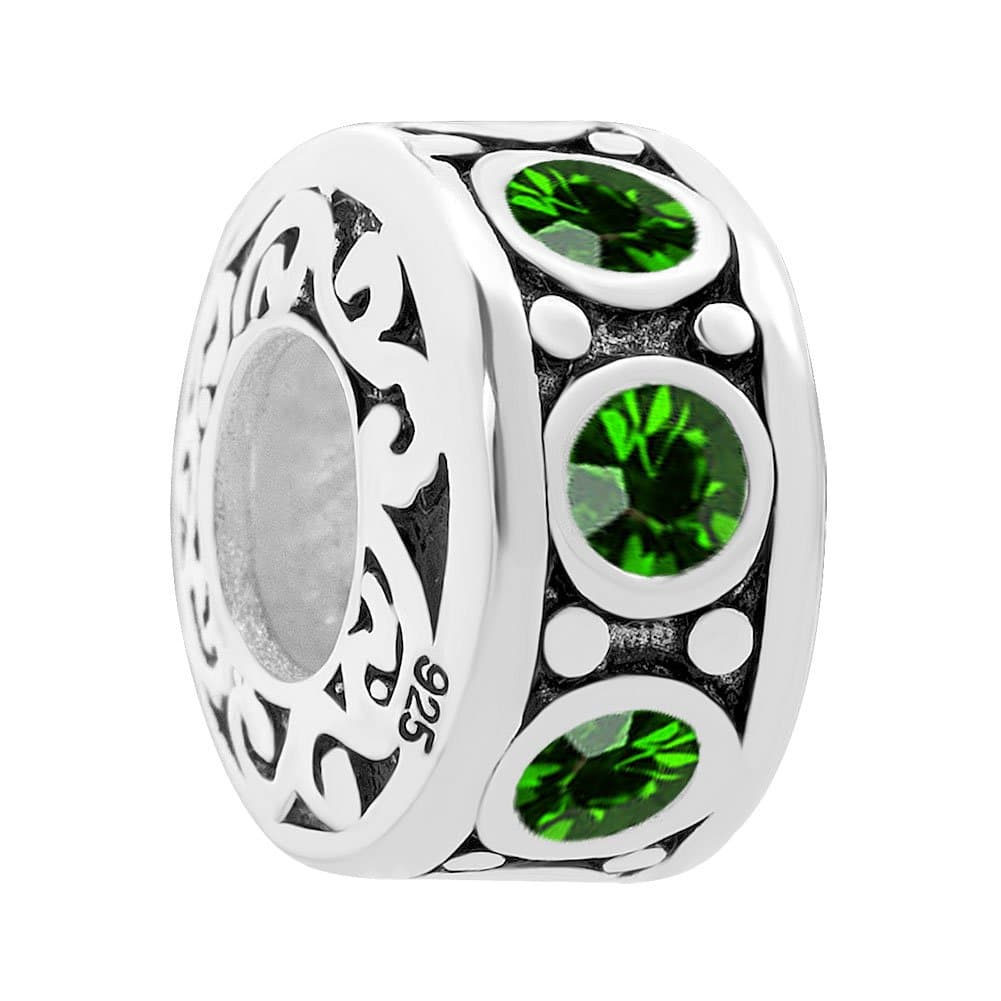 Mel Crouch Vintage 925 Sterling Silver Round Charms Jan-Dec Birthstone Charms Crystal For Bracelets