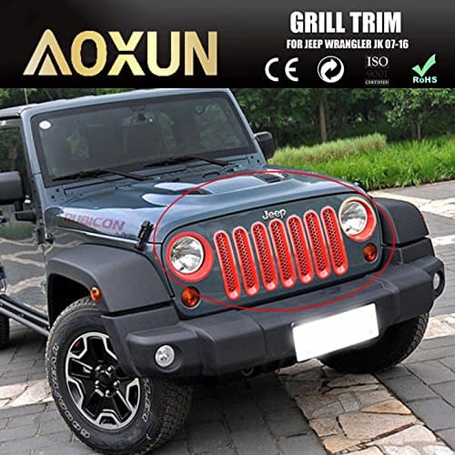 Front Grille Grill Mesh Insert Kit for Jeep Wrangler Rubicon Sahara Jk 2007-2016 Model 7 Pieces