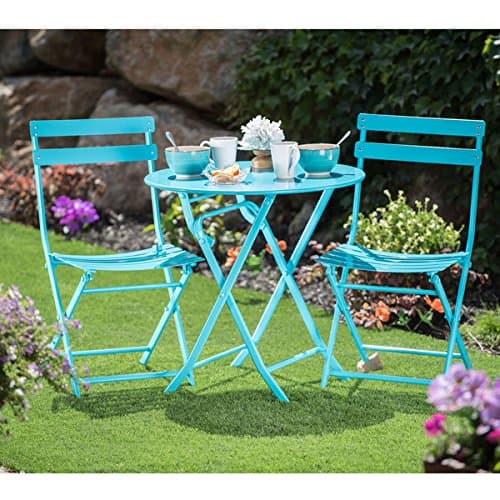 Corvus Eta Blue 3-piece Patio Folding Bistro Set