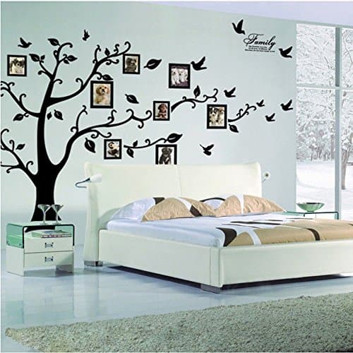 3D Picture Photo Frames Tree Wall Murals for Living Room Bedroom Sofa Backdrop Tv Wall Background, Originality Stickers Gift, Removable Wall Decor Decal Sticker ( 70(H) x 98(W) inches), Black