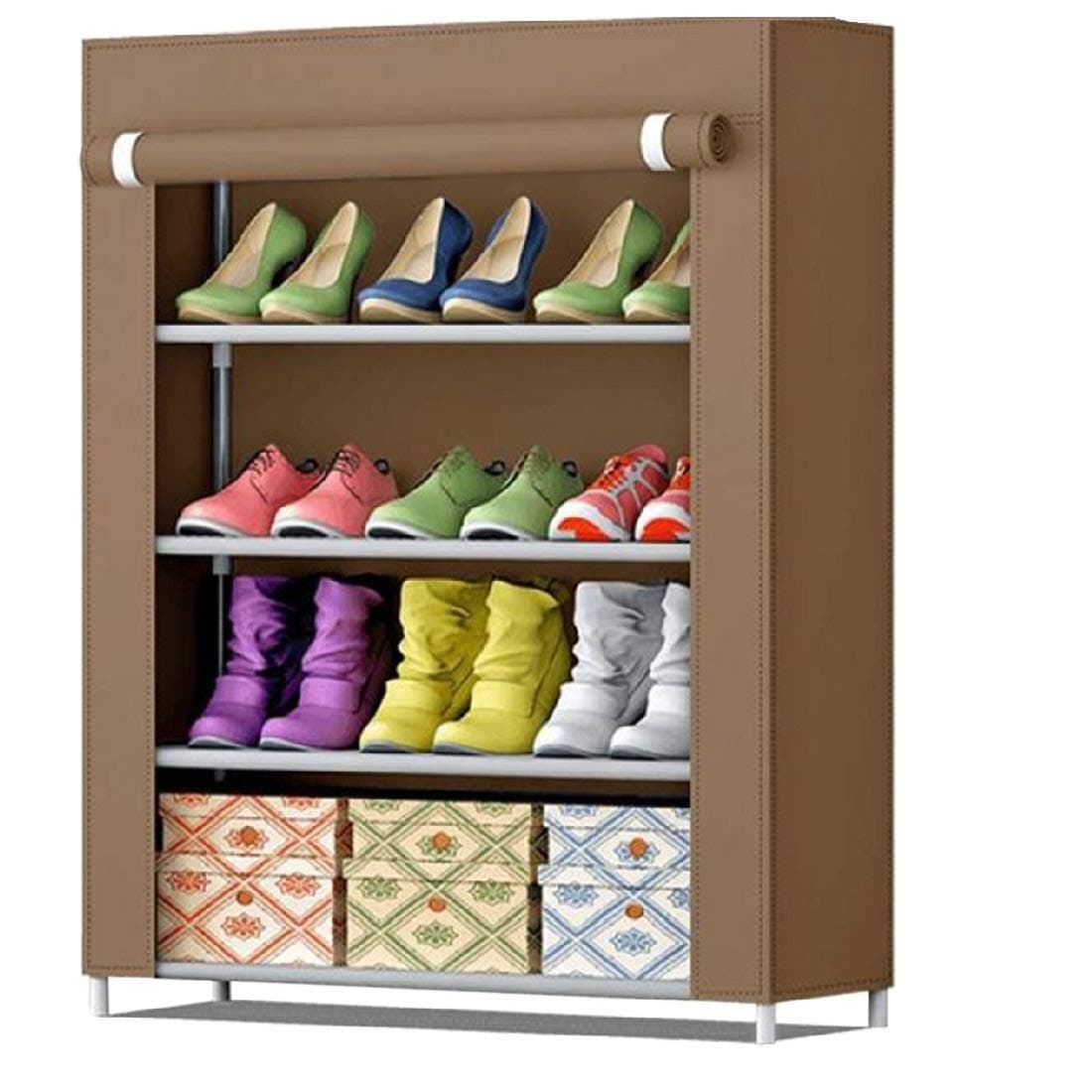Sattva Foldable Shoe Cabinet/ Shoe Rack 4 Shelves - Brown