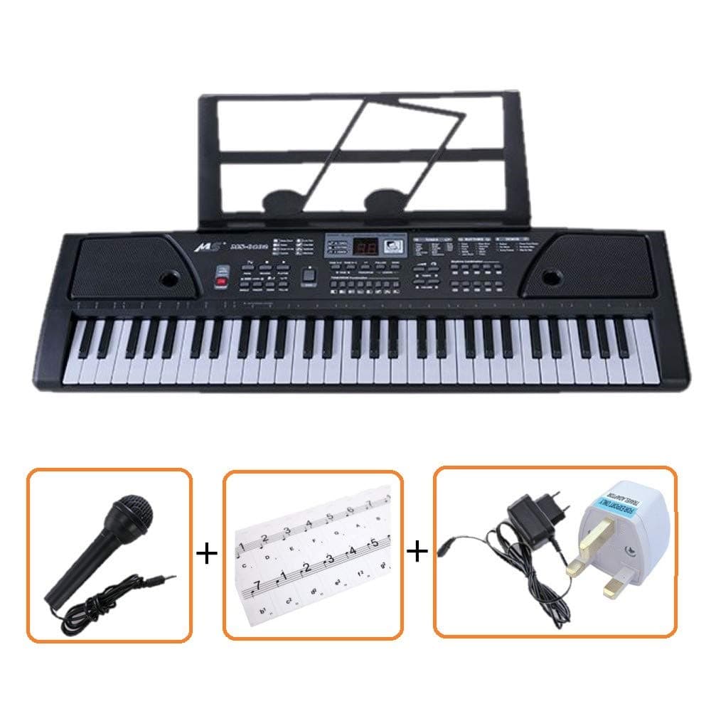 61 KEYS MULTI FUNCTIONS ELECTRONIC KEYBOARD PIANO Bundle with an Exclusive Keyboard Note Stickers by IVALLEY