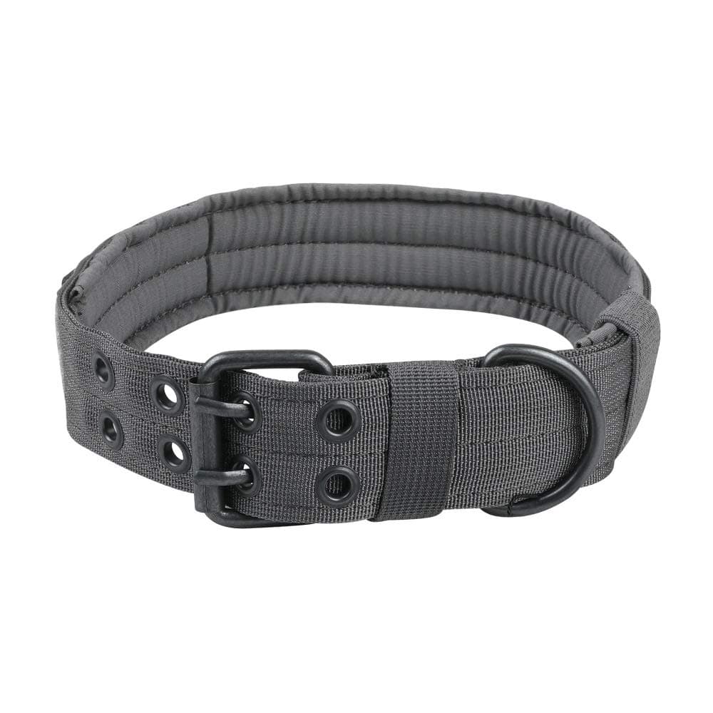 EXCELLENT ELITE SPANKER1.5" Width Military Dog Collar Adjustable Metal D Ring & Buckle Working Dog Collar for Medium Large Dogs(Grey-XL)