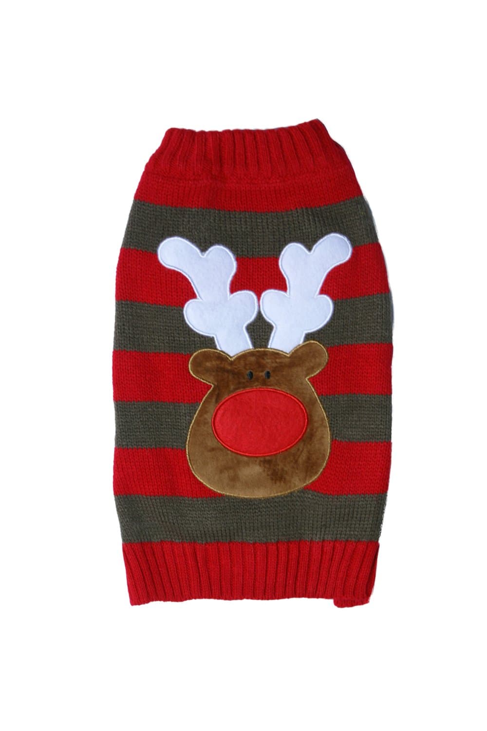 Stripey Rudolph Christmas Sweater For Dogs (Extra Small)