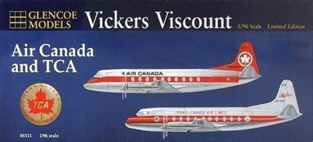 Glencoe Vickers Viscount Air Canada and TCA 1:96 Scale Model Kit