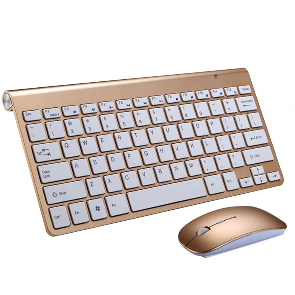 Autoor Wireless Keyboard and Mouse Combos for Notebooks and Desktop Computers, Gold