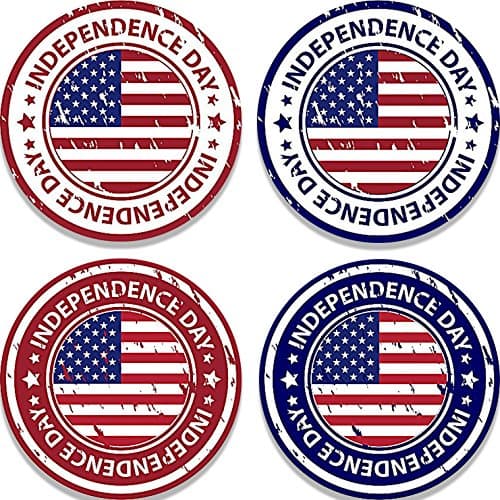 QIMOUSE Round Coasters Set of 4, Unique Coaster for Drinks - flag Design With Cork Backing