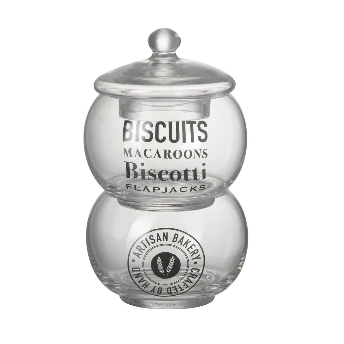 2 x Stackable Glass Cookie Storage Jars with Lid by Parlane