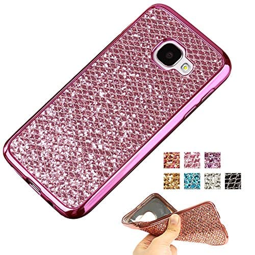 Samsung Galaxy A7 (2016) Glitter Case, AMASELL Ultra Slim Electroplated Bumper Frame and Bling Soft Silicone TPU Protective Back Cover for Galaxy A7 (2016) / SM-A710F, Pink
