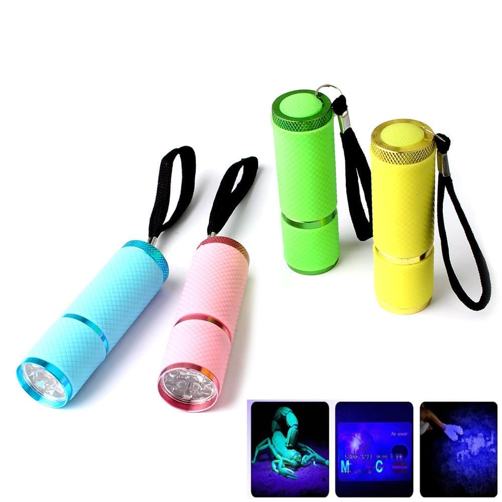 ZmKm Mini 9 LED UV Ultra Violet Flashlights Torch Light,Pack of 4