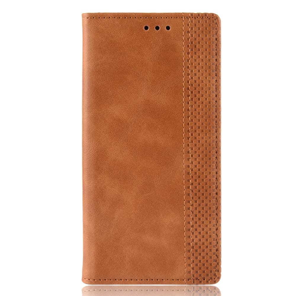 VGANA Wallet Case for Huawei Mate 20 X 5G, Retro Simple Embossed with Card Solt and Magnetic Closure Cover. Brown
