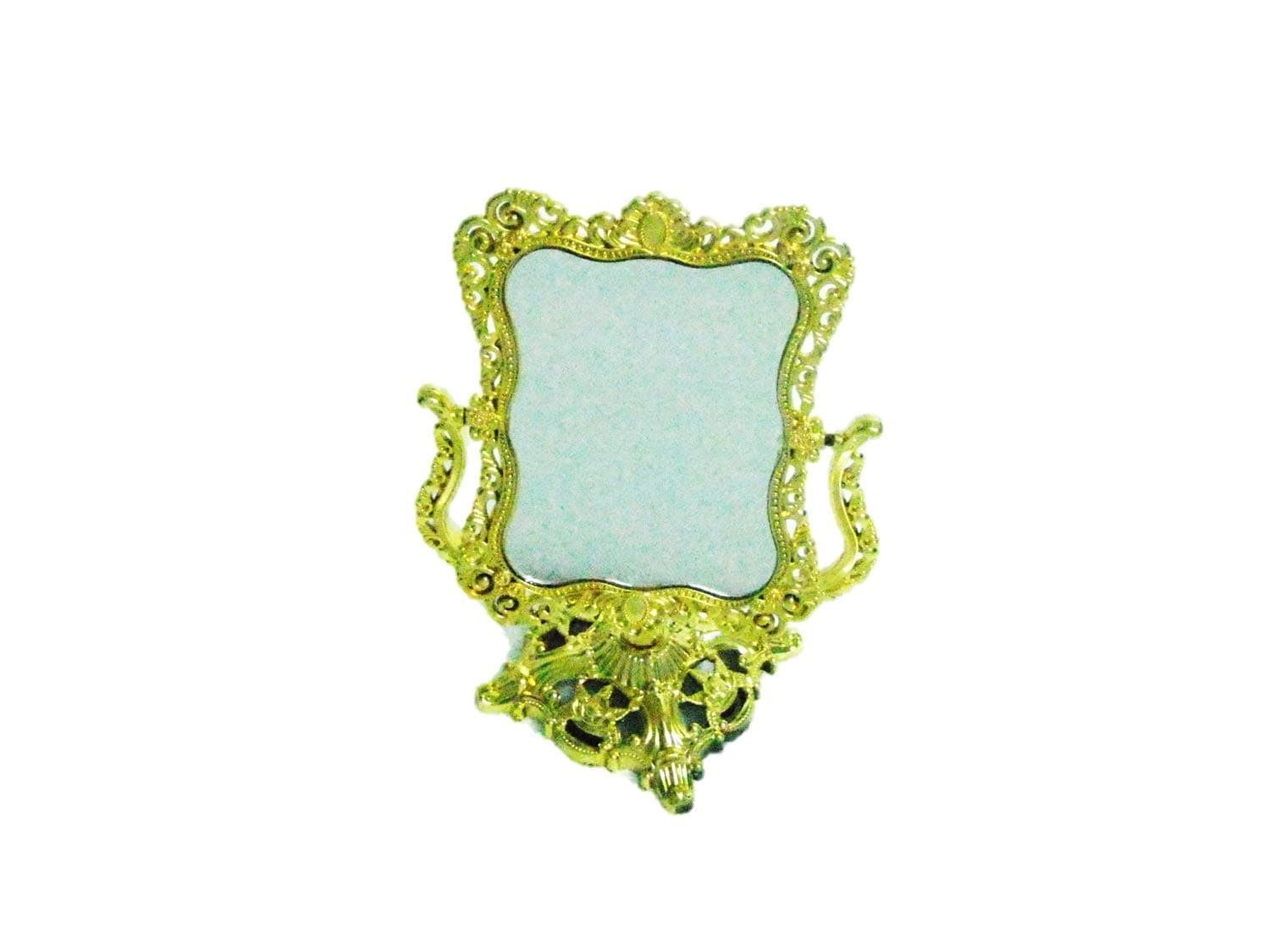 Table Fancy Mirror by M A GIFTS Mirror. H:9 * B:6 INCHES. Antique Shaped Mirror (Golden Antique Fancy Mirror)